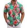 COOFANDY Mens Hawaiian Tropical Shirt Short Sleeve Casual Button Down Floral Summer Beach Shirts with Pocket(Colorful Flowers)