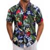 COOFANDY Mens Hawaiian Tropical Shirt Short Sleeve Casual Button Down Floral Summer Beach Shirts with Pocket(Green)