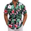 COOFANDY Mens Hawaiian Tropical Shirt Short Sleeve Casual Button Down Floral Summer Beach Shirts with Pocket(Green Floral)