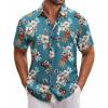 COOFANDY Mens Hawaiian Tropical Shirt Short Sleeve Casual Button Down Floral Summer Beach Shirts with Pocket(Green Guitar)