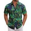 COOFANDY Mens Hawaiian Tropical Shirt Short Sleeve Casual Button Down Floral Summer Beach Shirts with Pocket(Green Leaves)