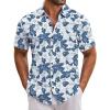 COOFANDY Mens Hawaiian Tropical Shirt Short Sleeve Casual Button Down Floral Summer Beach Shirts with Pocket(Navy & White Floral)