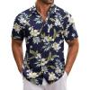 COOFANDY Mens Hawaiian Tropical Shirt Short Sleeve Casual Button Down Floral Summer Beach Shirts with Pocket(Navy Floral)