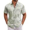 COOFANDY Mens Hawaiian Tropical Shirt Short Sleeve Casual Button Down Floral Summer Beach Shirts with Pocket(Palm Leaf)