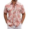 COOFANDY Mens Hawaiian Tropical Shirt Short Sleeve Casual Button Down Floral Summer Beach Shirts with Pocket(Pink Flowers)
