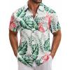 COOFANDY Mens Hawaiian Tropical Shirt Short Sleeve Casual Button Down Floral Summer Beach Shirts with Pocket(W-leaf & Flower)