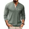 COOFANDY Men’s Henley Long Sleeve Shirts Casual Button T-Shirt Pullover Basic Tees with Pocket(Green)
