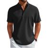 COOFANDY Men’s Henley Shirt Short Sleeve Casual T-Shirt Summer Beach Hippie Henley Tee Shirt(Black)