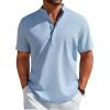 COOFANDY Men’s Henley Shirt Short Sleeve Casual T-Shirt Summer Beach Hippie Henley Tee Shirt(Blue)