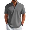 COOFANDY Men’s Henley Shirt Short Sleeve Casual T-Shirt Summer Beach Hippie Henley Tee Shirt(Dark Grey)