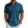 COOFANDY Men’s Henley Shirt Short Sleeve Casual T-Shirt Summer Beach Hippie Henley Tee Shirt(Deep Blue)