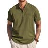 COOFANDY Men’s Henley Shirts Band Collar Short Sleeve T-Shirts Casual Summer Beach Shirt Hippie Fashion Hawaiian Shirt(Army Green)