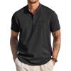 COOFANDY Men’s Henley Shirts Band Collar Short Sleeve T-Shirts Casual Summer Beach Shirt Hippie Fashion Hawaiian Shirt(Black)