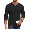 COOFANDY Men’s Henley Shirts Long Sleeve Basic Waffle Pique Pullover T-Shirt with Pocket(Black)