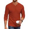 COOFANDY Men’s Henley Shirts Long Sleeve Basic Waffle Pique Pullover T-Shirt with Pocket(Caramel)