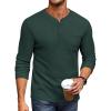 COOFANDY Men’s Henley Shirts Long Sleeve Basic Waffle Pique Pullover T-Shirt with Pocket(Dark Green)
