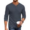 COOFANDY Men’s Henley Shirts Long Sleeve Basic Waffle Pique Pullover T-Shirt with Pocket(Dark Grey)