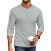 COOFANDY Men’s Henley Shirts Long Sleeve Basic Waffle Pique Pullover T-Shirt with Pocket(Grey)