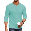 COOFANDY Men’s Henley Shirts Long Sleeve Basic Waffle Pique Pullover T-Shirt with Pocket(Grey Green)