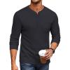 COOFANDY Men’s Henley Shirts Long Sleeve Basic Waffle Pique Pullover T-Shirt with Pocket(Navy Blue)