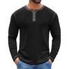 COOFANDY Mens Henley Shirts Long Sleeve Button T-Shirt Fashion Casual Pullover Shirts Soft Stretch Tees Tops(Black)