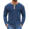 COOFANDY Mens Henley Shirts Long Sleeve Button T-Shirt Fashion Casual Pullover Shirts Soft Stretch Tees Tops(Blue)