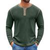 COOFANDY Mens Henley Shirts Long Sleeve Button T-Shirt Fashion Casual Pullover Shirts Soft Stretch Tees Tops(Green)