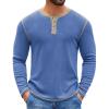COOFANDY Mens Henley Shirts Long Sleeve Button T-Shirt Fashion Casual Pullover Shirts Soft Stretch Tees Tops(Light Blue)