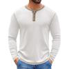 COOFANDY Mens Henley Shirts Long Sleeve Button T-Shirt Fashion Casual Pullover Shirts Soft Stretch Tees Tops(White)