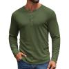COOFANDY Mens Henley Shirts Long Sleeve Casual Pullover Shirt Fashion Button T-Shirt(Army Green)