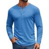 COOFANDY Mens Henley Shirts Long Sleeve Casual Pullover Shirt Fashion Button T-Shirt(Blue)