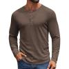 COOFANDY Mens Henley Shirts Long Sleeve Casual Pullover Shirt Fashion Button T-Shirt(Brown)