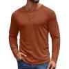 COOFANDY Mens Henley Shirts Long Sleeve Casual Pullover Shirt Fashion Button T-Shirt(Caramel)