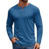 COOFANDY Mens Henley Shirts Long Sleeve Casual Pullover Shirt Fashion Button T-Shirt(Denim)