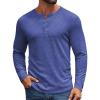 COOFANDY Mens Henley Shirts Long Sleeve Casual Pullover Shirt Fashion Button T-Shirt(Heather Blue)