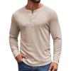 COOFANDY Mens Henley Shirts Long Sleeve Casual Pullover Shirt Fashion Button T-Shirt(Khaki)