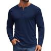 COOFANDY Mens Henley Shirts Long Sleeve Casual Pullover Shirt Fashion Button T-Shirt(Navy Blue)