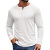 COOFANDY Mens Henley Shirts Long Sleeve Casual Pullover Shirt Fashion Button T-Shirt(White)