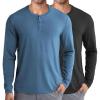 COOFANDY Men’s Henley Shirts Long Sleeve Fashion Casual Tee Basic Lightweight T-Shirt(Black/Blue)