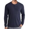 COOFANDY Men’s Henley Shirts Long Sleeve Fashion Casual Tee Basic Lightweight T-Shirt(Navy Blue)