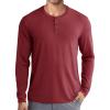 COOFANDY Men’s Henley Shirts Long Sleeve Fashion Casual Tee Basic Lightweight T-Shirt(Wine Red)