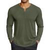 COOFANDY Men’s Henley Shirts Long Sleeve Lightweight Button T-Shirt Casual Basic Tee Top(Army Green)