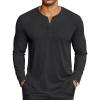 COOFANDY Men’s Henley Shirts Long Sleeve Lightweight Button T-Shirt Casual Basic Tee Top(Black)