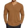 COOFANDY Men’s Henley Shirts Long Sleeve Lightweight Button T-Shirt Casual Basic Tee Top(Caramel Brown)