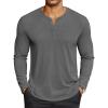 COOFANDY Men’s Henley Shirts Long Sleeve Lightweight Button T-Shirt Casual Basic Tee Top(Dark Grey)