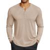 COOFANDY Men’s Henley Shirts Long Sleeve Lightweight Button T-Shirt Casual Basic Tee Top(Khaki)