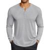 COOFANDY Men’s Henley Shirts Long Sleeve Lightweight Button T-Shirt Casual Basic Tee Top(Light Grey)