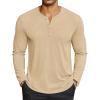 COOFANDY Men’s Henley Shirts Long Sleeve Lightweight Button T-Shirt Casual Basic Tee Top(Light Khaki)