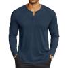COOFANDY Men’s Henley Shirts Long Sleeve Lightweight Button T-Shirt Casual Basic Tee Top(Navy Blue)