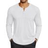 COOFANDY Men’s Henley Shirts Long Sleeve Lightweight Button T-Shirt Casual Basic Tee Top(White)